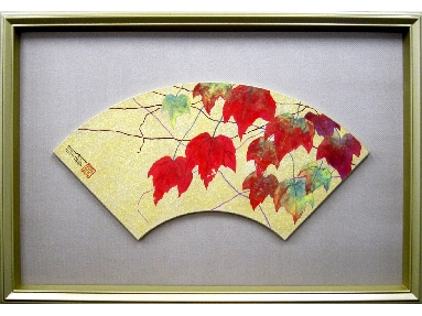 扇面画　蔦.JPG